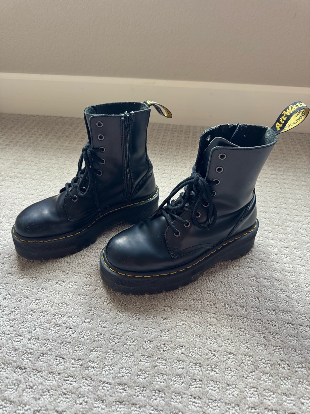 Dr. Martens Women's Black Leather Platform Boots